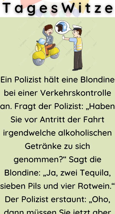 Ein Polizist hält eine Blondine bei einer 