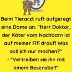 Beim Tierarzt ruft aufgeregt eine Dame an