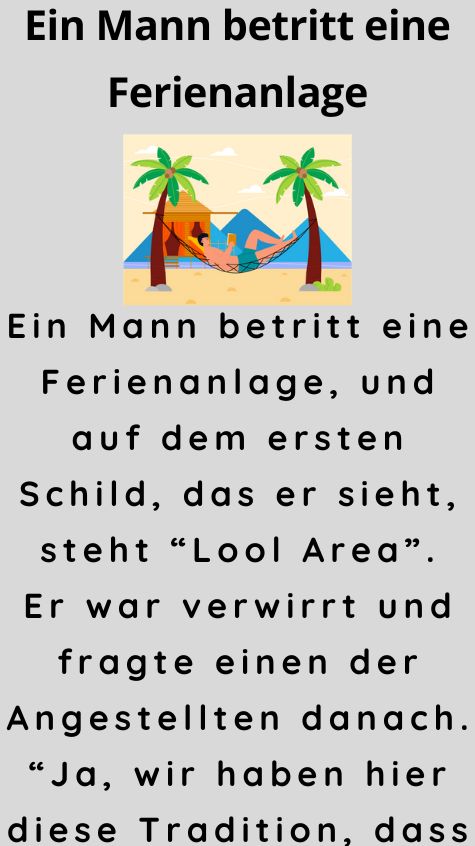 Ein Mann betritt eine Ferienanlage