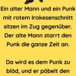 Ein alter Mann und ein Punk mit rotem