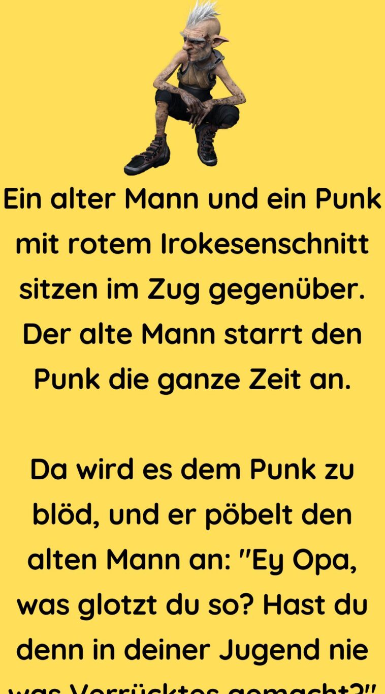 Ein alter Mann und ein Punk mit rotem