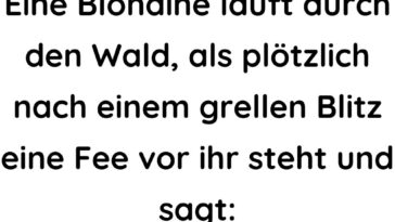 Eine Blondine läuft durch den Wald