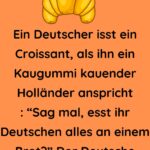 Ein Deutscher isst ein Croissant