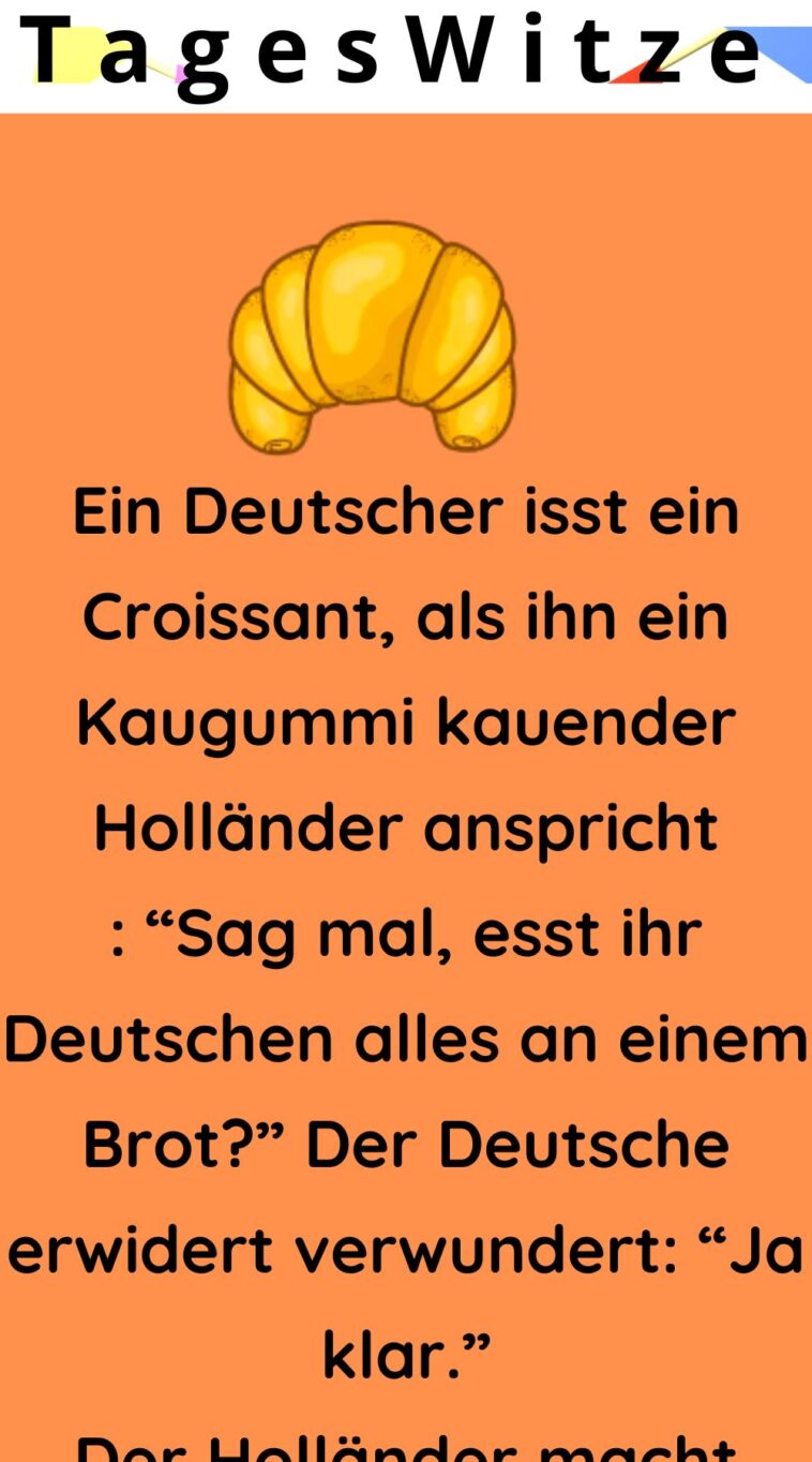 Ein Deutscher isst ein Croissant