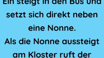 Ein Punker steigt in den Bus und setzt sich direkt neben eine Nonne