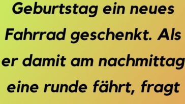 Fritzchen bekommt zum Geburtstag ein neues Fahrrad geschenkt