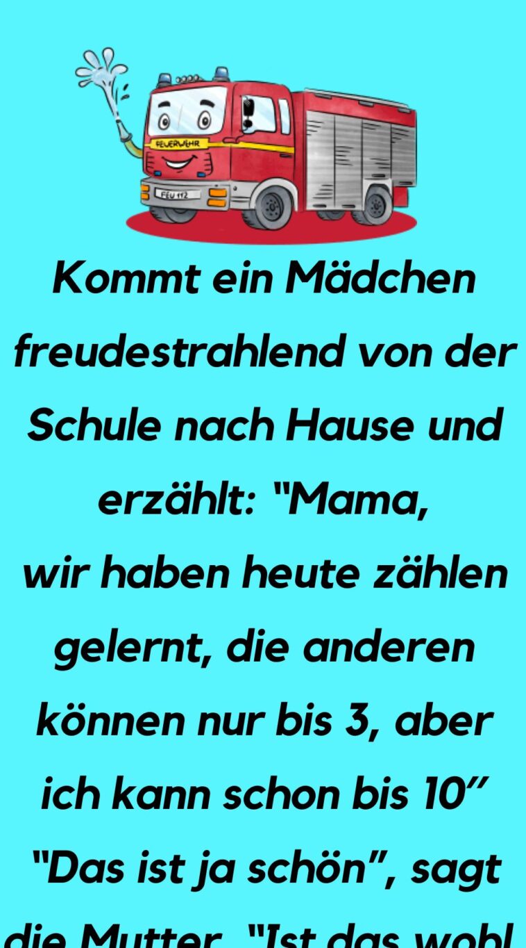 Kommt ein Mädchen freudestrahlend von der Schule