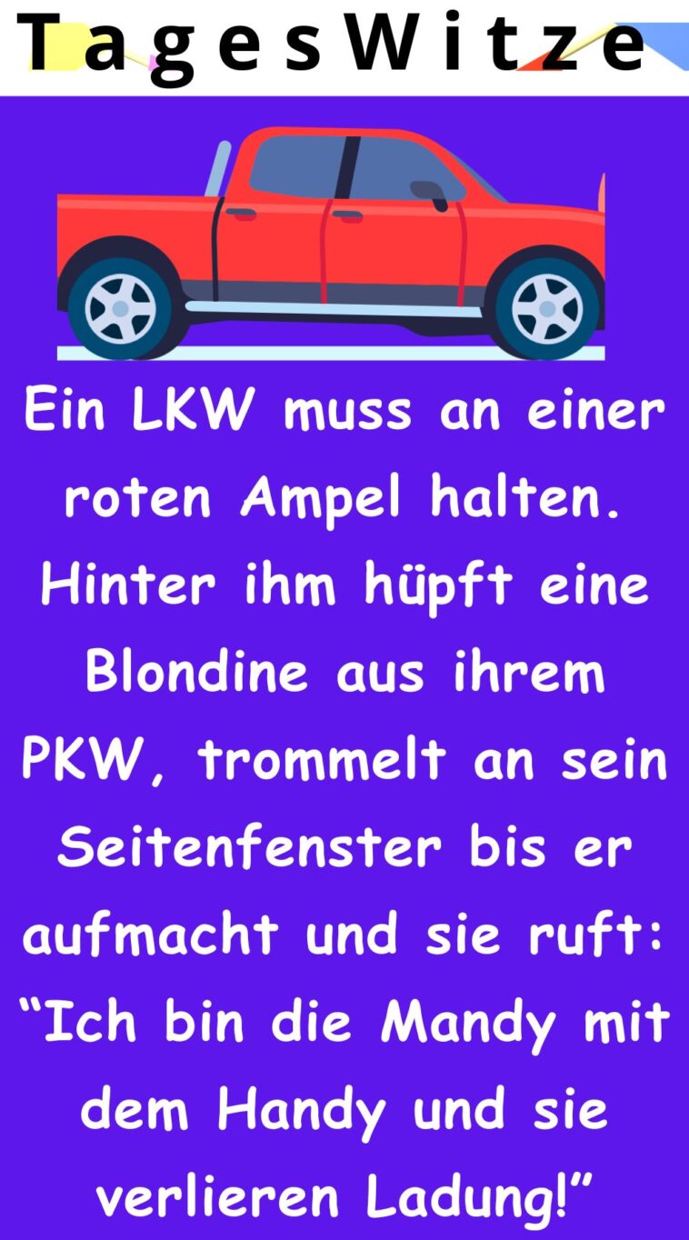 Ein LKW muss an einer roten Ampel halten