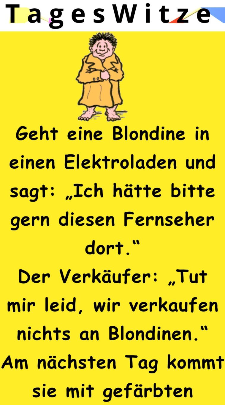 Geht eine Blondine in einen Elektroladen und sagt