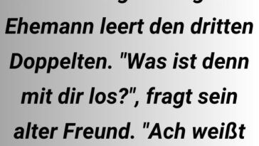 Der niedergeschlagene Ehemann leert den dritten Doppelten