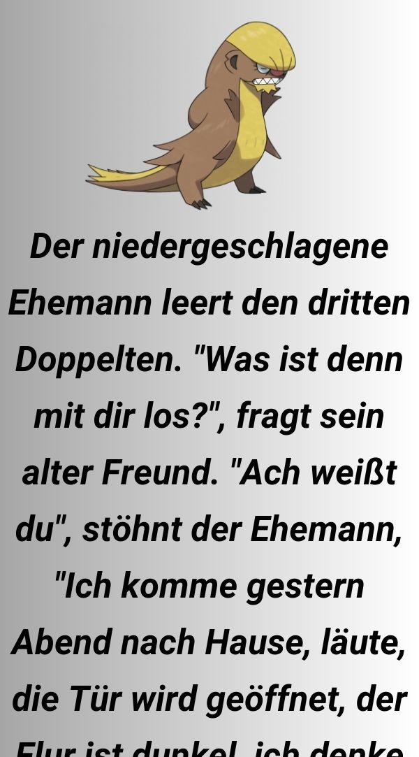 Der niedergeschlagene Ehemann leert den dritten Doppelten