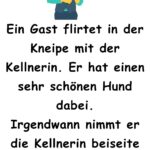 Ein Gast flirtet in der Kneipe mit der Kellnerin