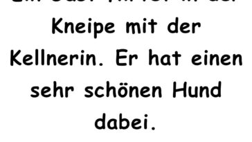 Ein Gast flirtet in der Kneipe mit der Kellnerin