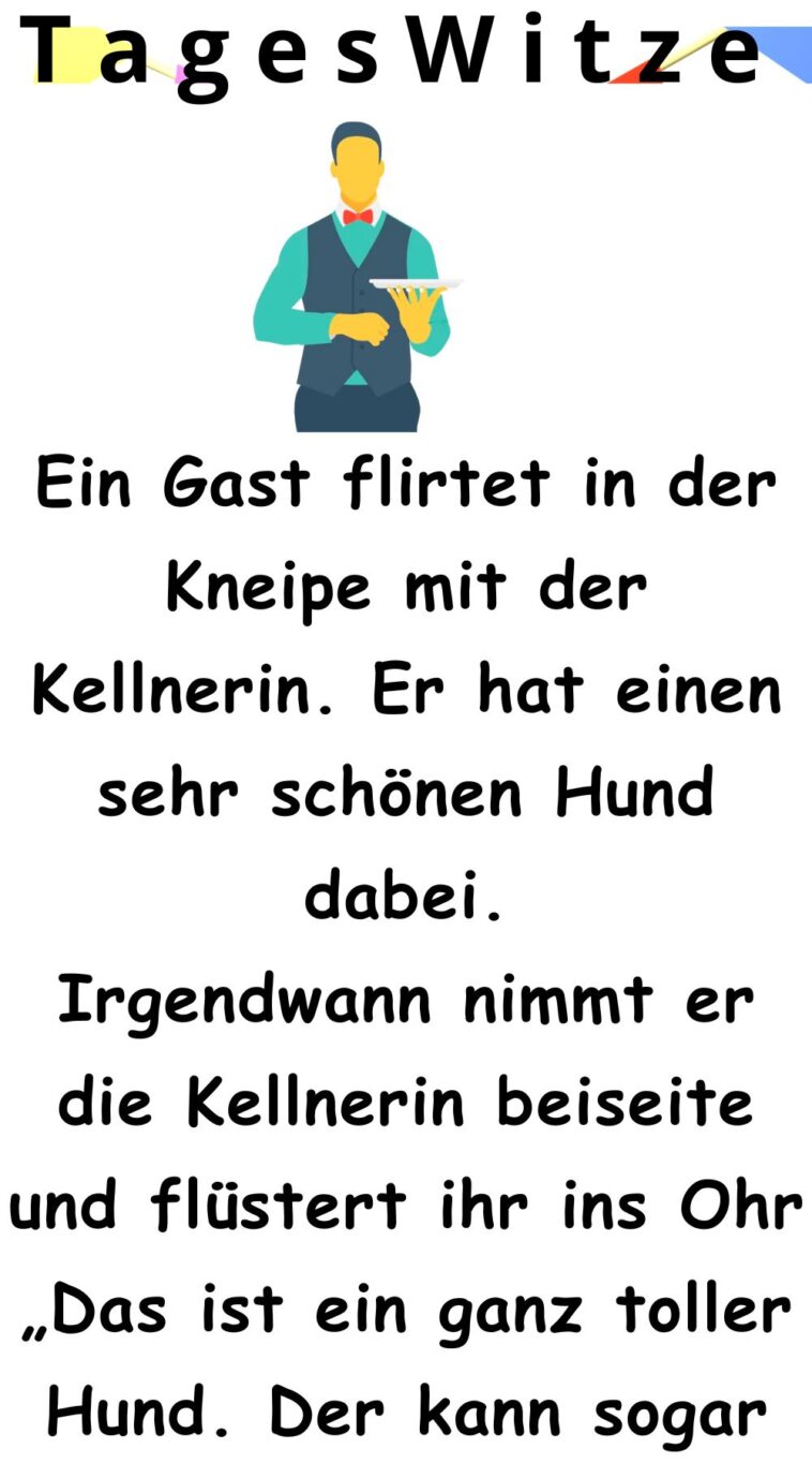 Ein Gast flirtet in der Kneipe mit der Kellnerin