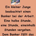 Ein kleiner Junge beobachtet einen Banker