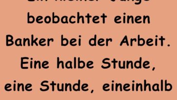 Ein kleiner Junge beobachtet einen Banker