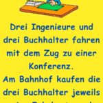 Drei Ingenieure und drei Buchhalter fahren mit dem