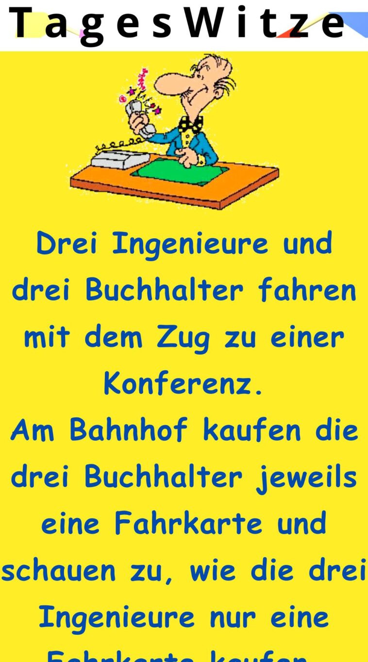 Drei Ingenieure und drei Buchhalter fahren mit dem