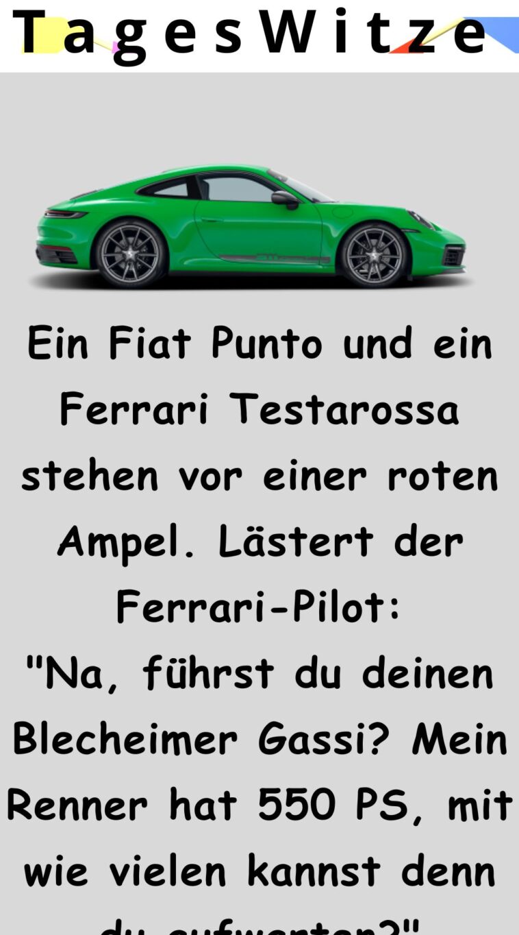 Ein Fiat Punto und ein Ferrari Testarossa