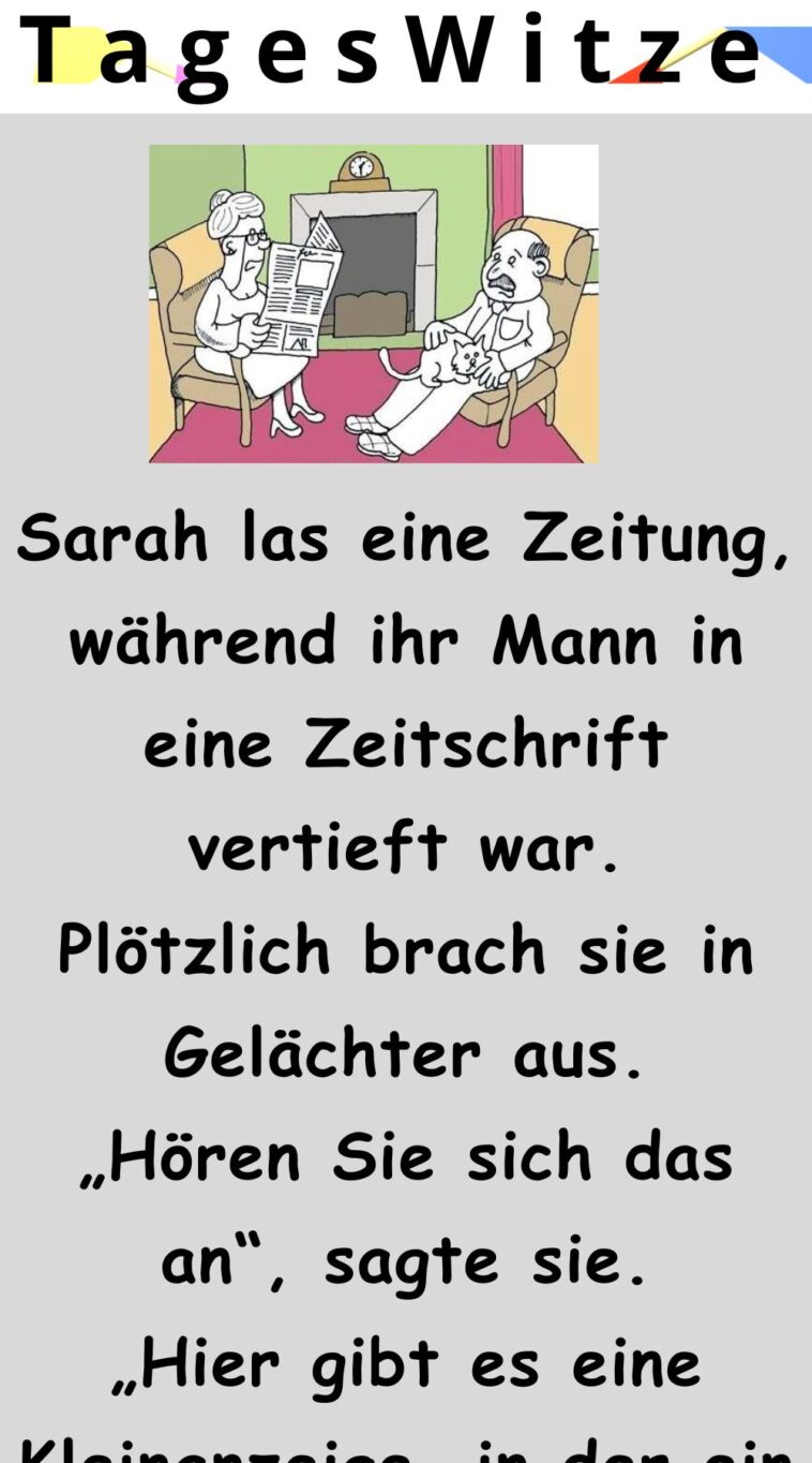 Sarah las eine Zeitung