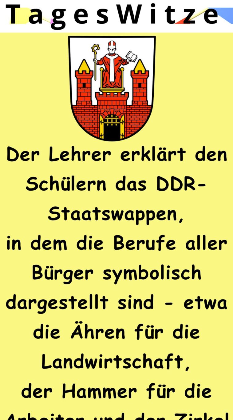 Der Lehrer erklärt den Schülern das DDR-Staatswappen