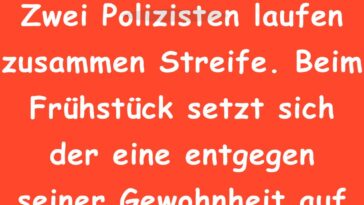 Zwei Polizisten laufen zusammen Streife